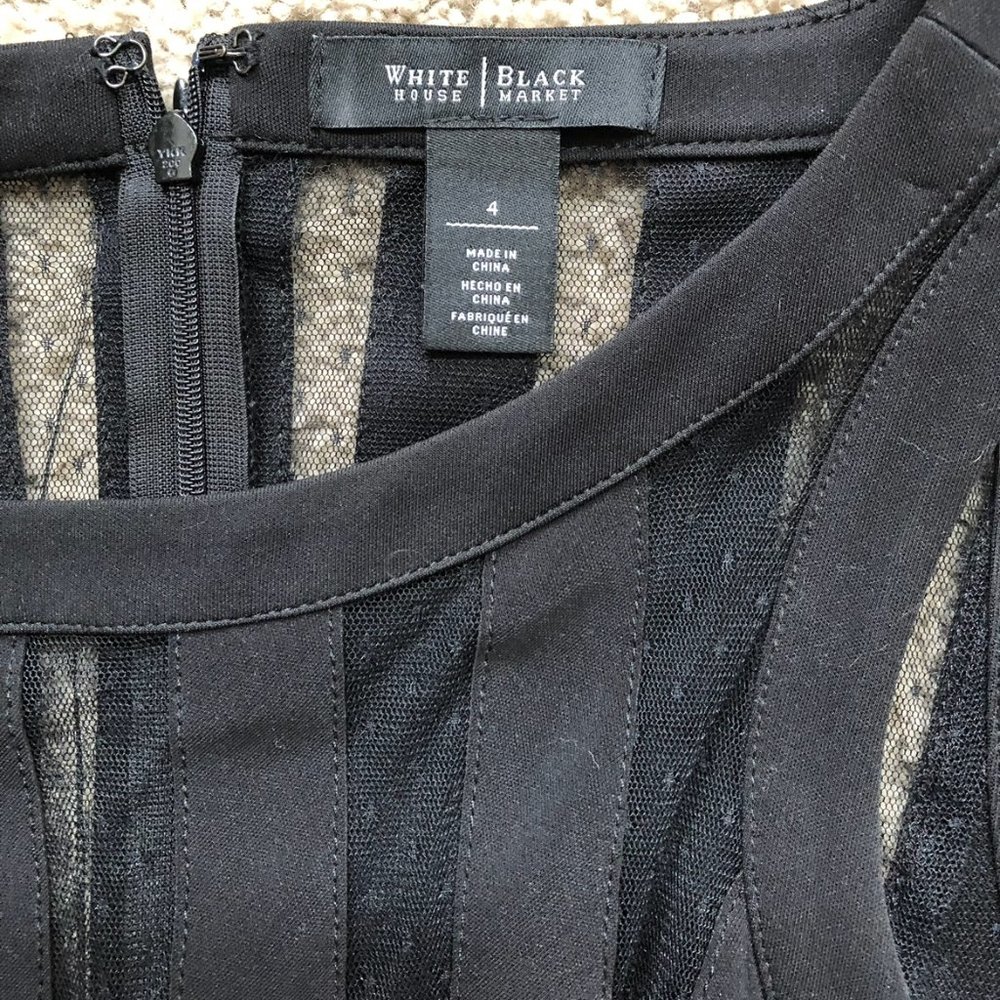Dobby Mesh Striped Little Black Dress - Picture 9 of 10